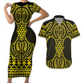 Mahi-dawg Maori Ta Moko Poutama Art Couples Matching Short Sleeve Bodycon Dress and Hawaiian Shirt