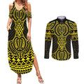 Mahi-dawg Maori Ta Moko Poutama Art Couples Matching Summer Maxi Dress and Long Sleeve Button Shirt