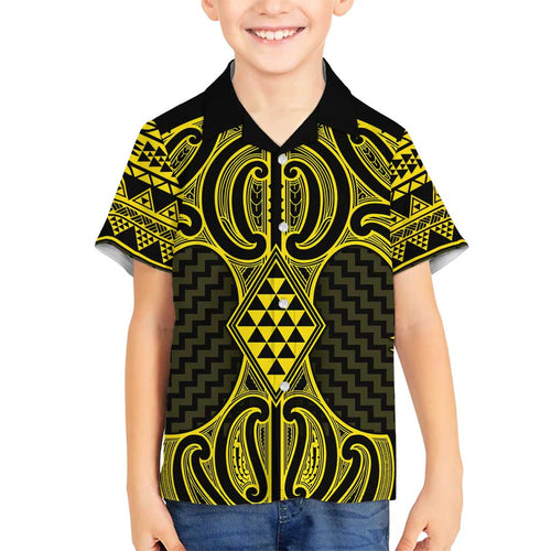 Mahi-dawg Maori Ta Moko Poutama Art Family Matching Long Sleeve Bodycon Dress and Hawaiian Shirt