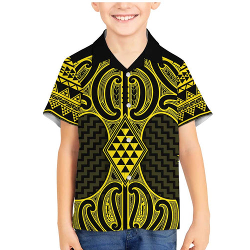 Mahi-dawg Maori Ta Moko Poutama Art Family Matching Mermaid Dress and Hawaiian Shirt