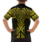 Mahi-dawg Maori Ta Moko Poutama Art Family Matching Off The Shoulder Long Sleeve Dress and Hawaiian Shirt