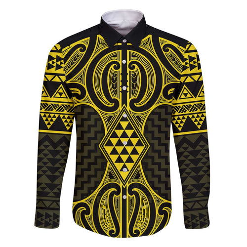 Mahi-dawg Maori Ta Moko Poutama Art Family Matching Off The Shoulder Long Sleeve Dress and Hawaiian Shirt