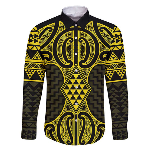 Mahi-dawg Maori Ta Moko Poutama Art Family Matching Off Shoulder Maxi Dress and Hawaiian Shirt