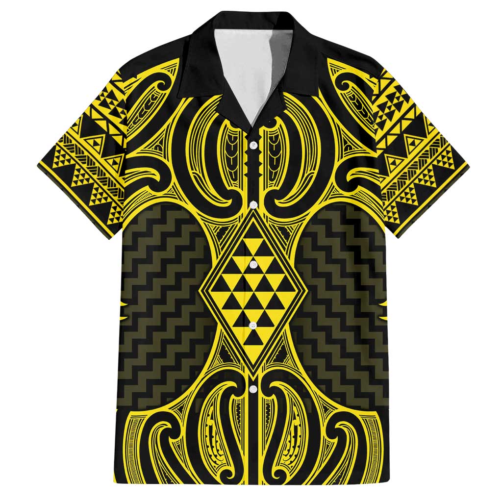 Mahi-dawg Maori Ta Moko Poutama Art Family Matching Off Shoulder Short Dress and Hawaiian Shirt