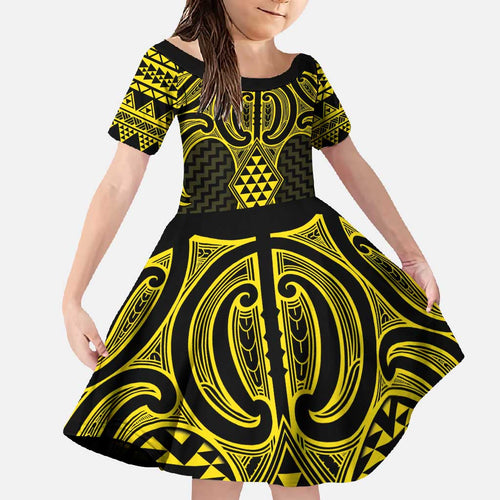 Mahi-dawg Maori Ta Moko Poutama Art Family Matching Tank Maxi Dress and Hawaiian Shirt