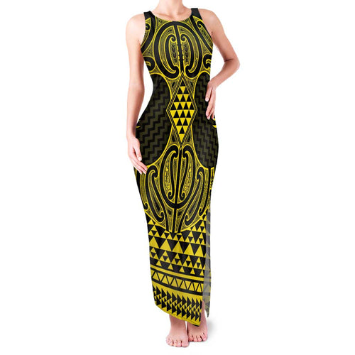 Mahi-dawg Maori Ta Moko Poutama Art Family Matching Tank Maxi Dress and Hawaiian Shirt