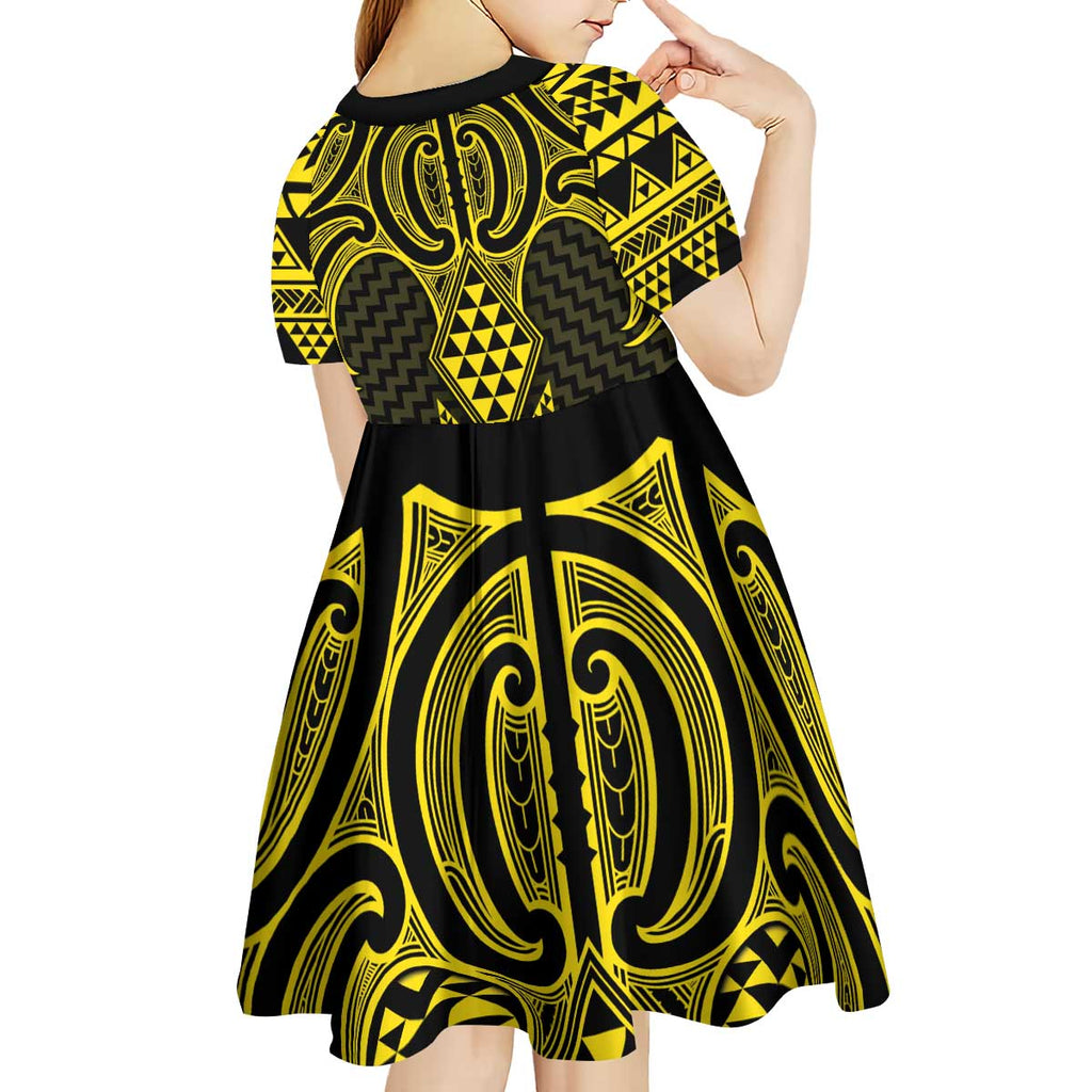 Mahi-dawg Maori Ta Moko Poutama Art Kid Short Sleeve Dress