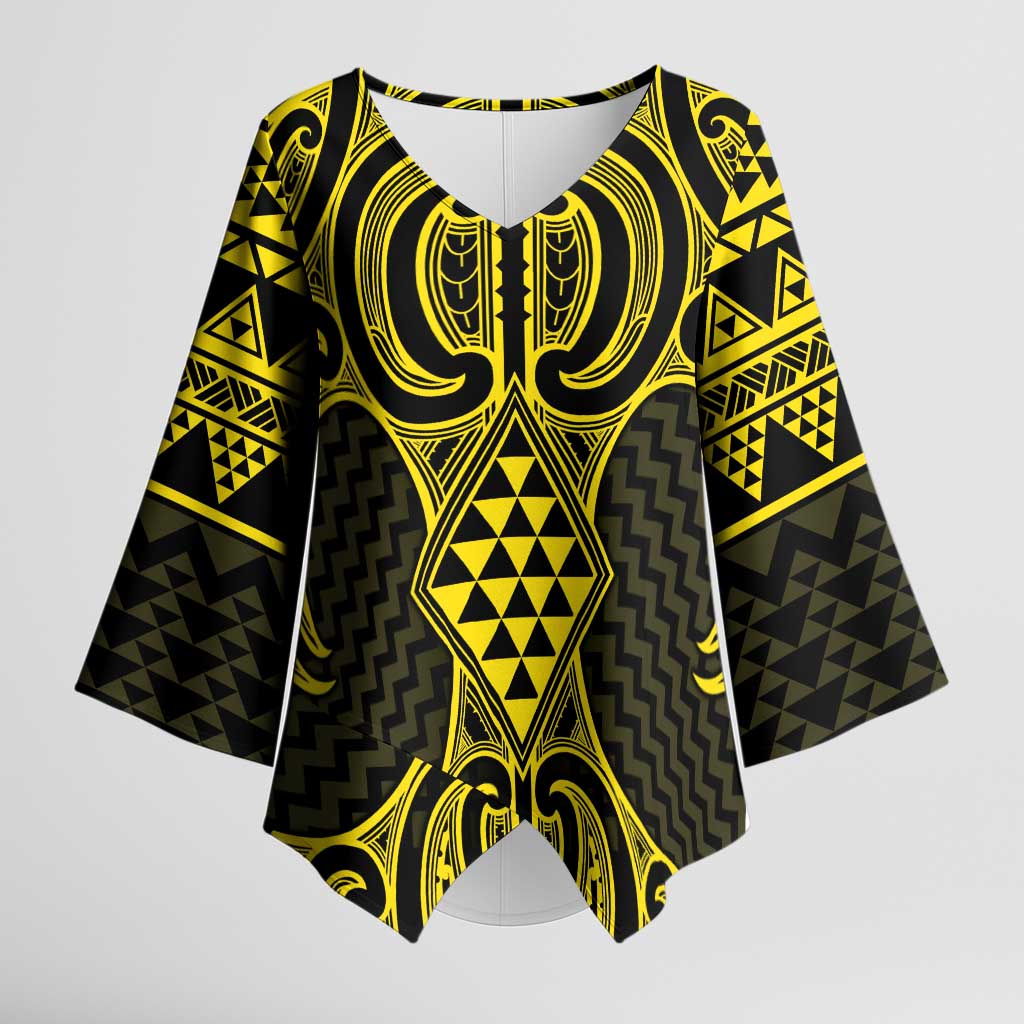 Mahi-dawg Maori Ta Moko Poutama Art Kimono Sleeve Blouse - Aussie Hoodie