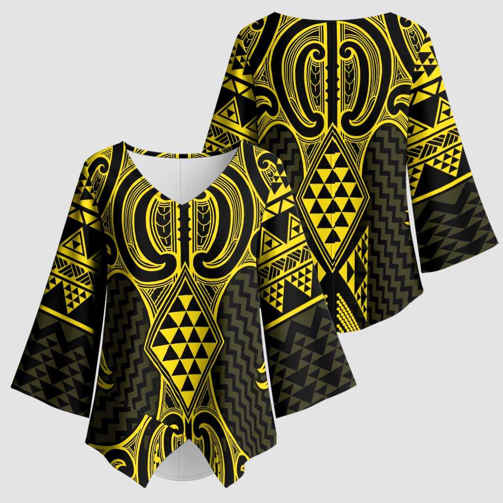 Mahi-dawg Maori Ta Moko Poutama Art Kimono Sleeve Blouse - Aussie Hoodie
