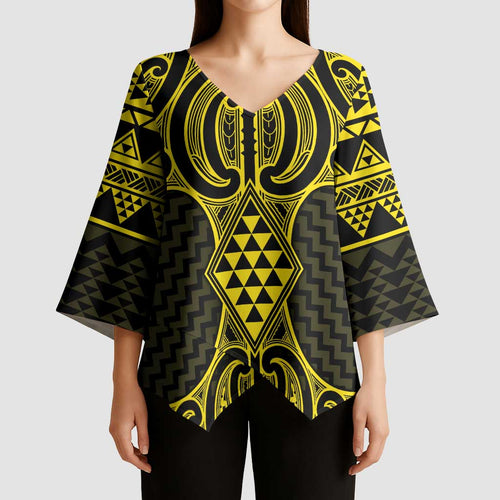 Mahi-dawg Maori Ta Moko Poutama Art Kimono Sleeve Blouse - Aussie Hoodie