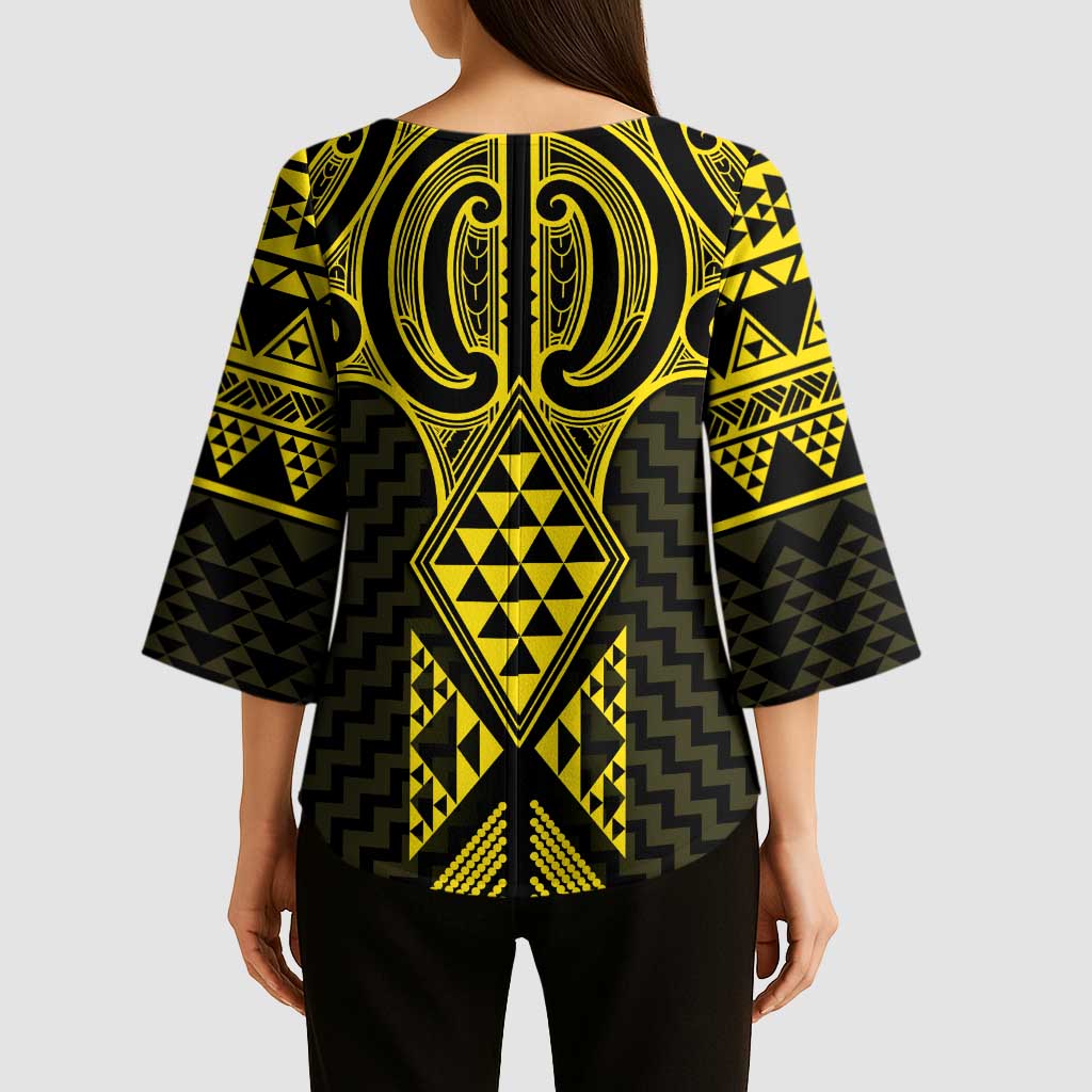Mahi-dawg Maori Ta Moko Poutama Art Kimono Sleeve Blouse - Aussie Hoodie