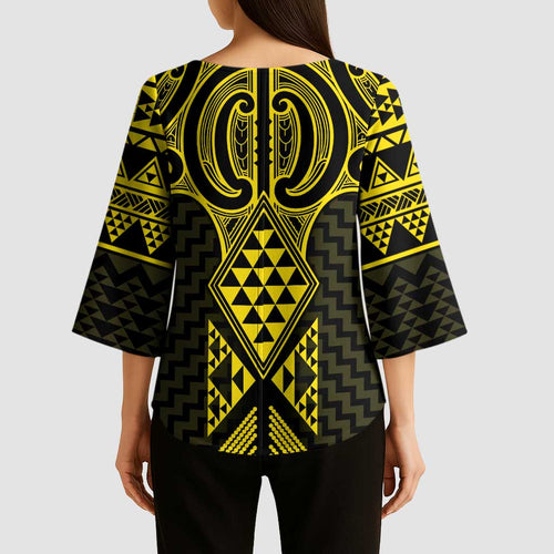 Mahi-dawg Maori Ta Moko Poutama Art Kimono Sleeve Blouse - Aussie Hoodie