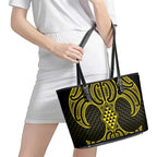 Mahi-dawg Maori Ta Moko Poutama Art Leather Tote Bag