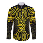 Mahi-dawg Maori Ta Moko Poutama Art Long Sleeve Button Shirt