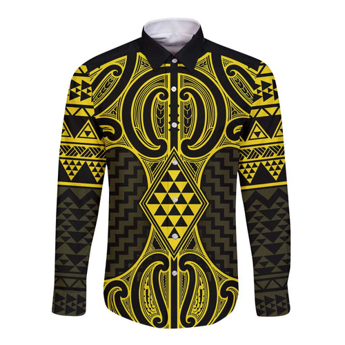 Mahi-dawg Maori Ta Moko Poutama Art Long Sleeve Button Shirt