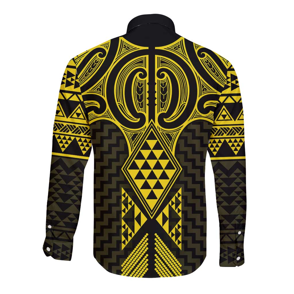 Mahi-dawg Maori Ta Moko Poutama Art Long Sleeve Button Shirt