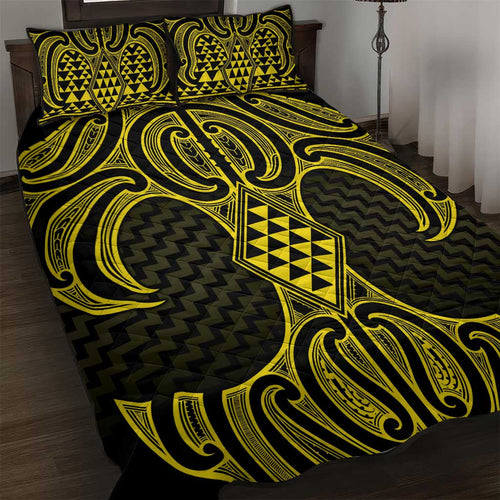 Mahi-dawg Maori Ta Moko Poutama Art Quilt Bed Set