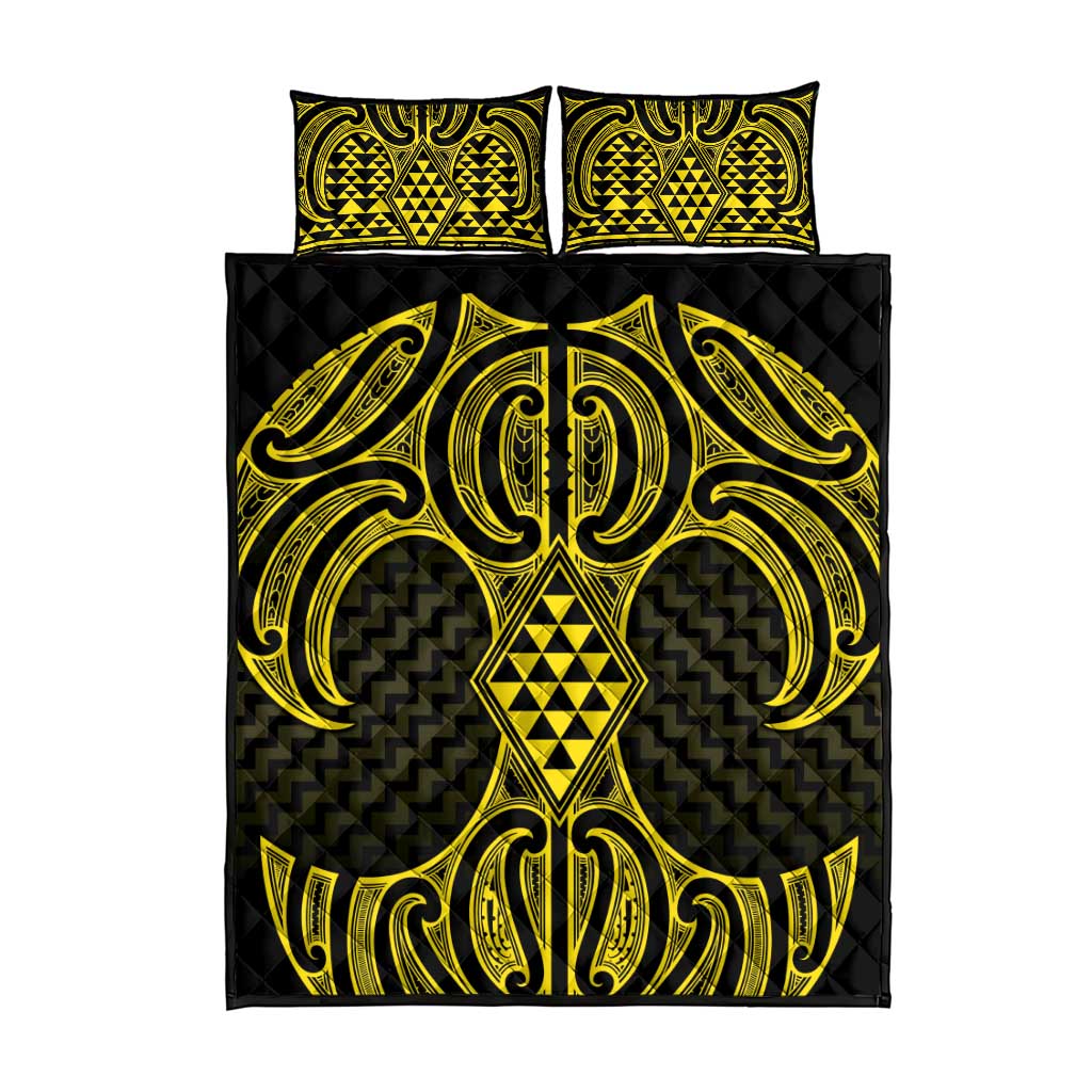 Mahi-dawg Maori Ta Moko Poutama Art Quilt Bed Set