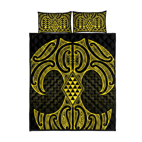 Mahi-dawg Maori Ta Moko Poutama Art Quilt Bed Set