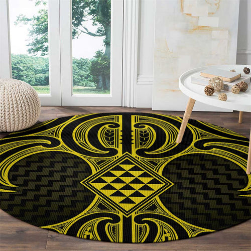 Mahi-dawg Maori Ta Moko Poutama Art Round Carpet
