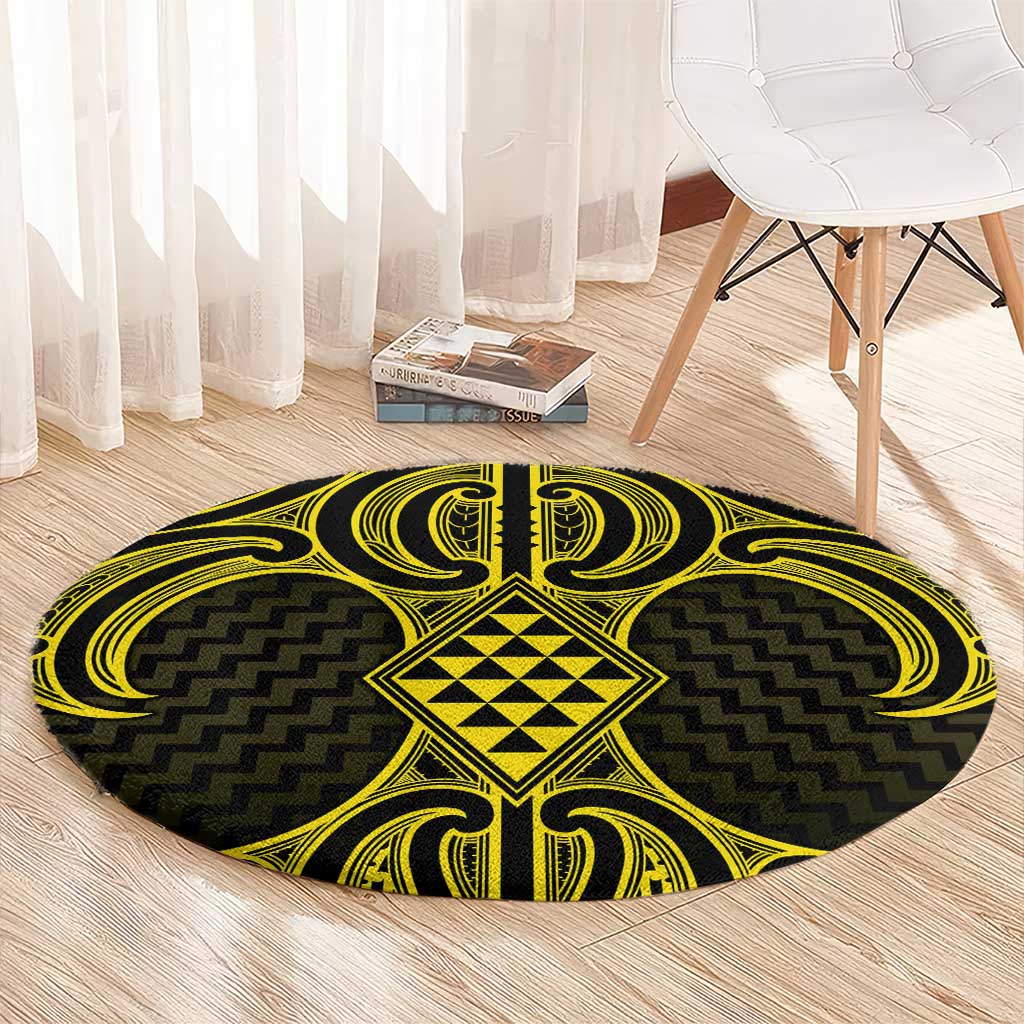 Mahi-dawg Maori Ta Moko Poutama Art Round Carpet