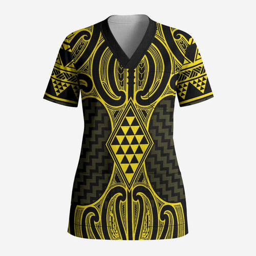 Mahi-dawg Maori Ta Moko Poutama Art Scrub Top - Aussie Hoodie