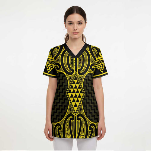 Mahi-dawg Maori Ta Moko Poutama Art Scrub Top - Aussie Hoodie