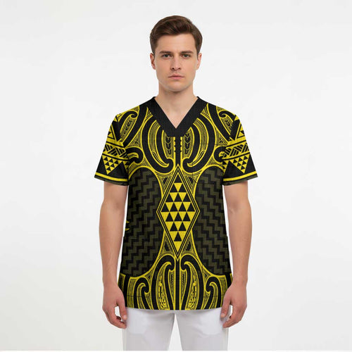 Mahi-dawg Maori Ta Moko Poutama Art Scrub Top - Aussie Hoodie
