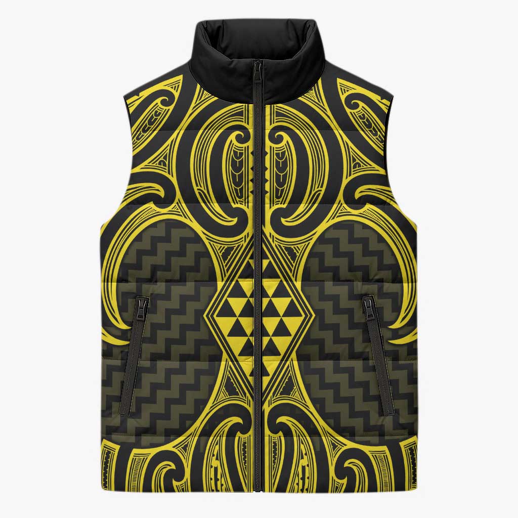 Mahi-dawg Maori Ta Moko Poutama Art Sleeveless Puffer Jacket - Aussie Hoodie