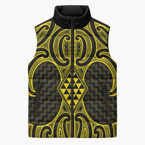 Mahi-dawg Maori Ta Moko Poutama Art Sleeveless Puffer Jacket - Aussie Hoodie