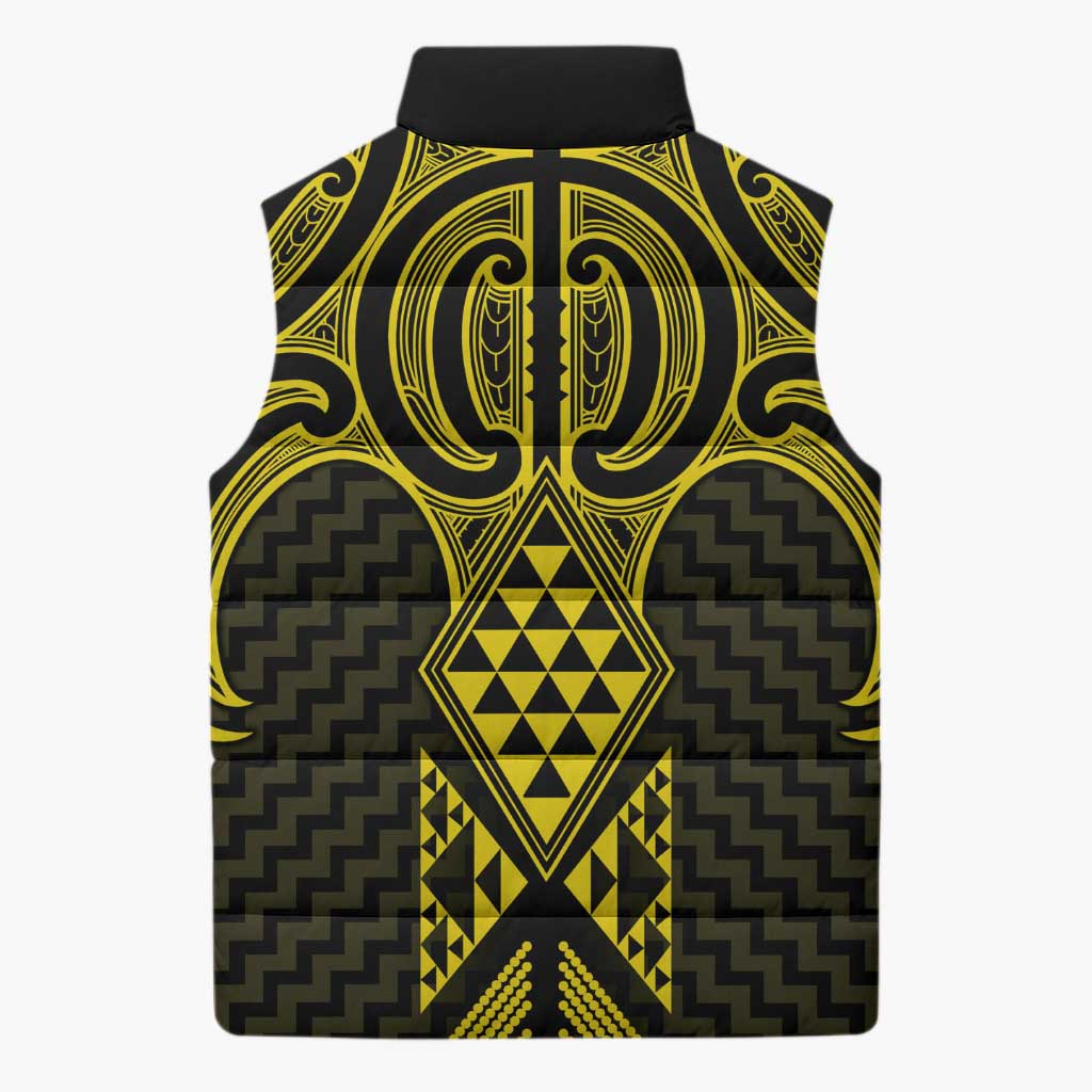 Mahi-dawg Maori Ta Moko Poutama Art Sleeveless Puffer Jacket - Aussie Hoodie