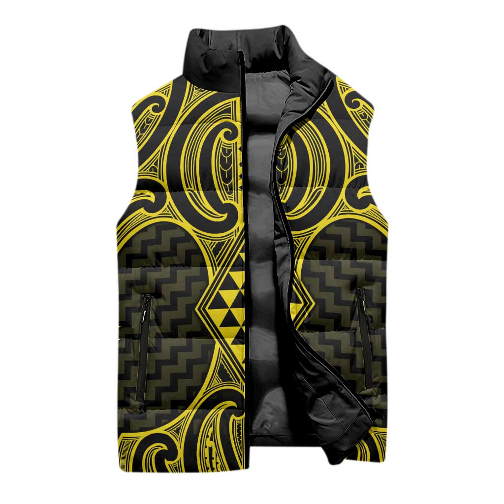 Mahi-dawg Maori Ta Moko Poutama Art Sleeveless Puffer Jacket - Aussie Hoodie