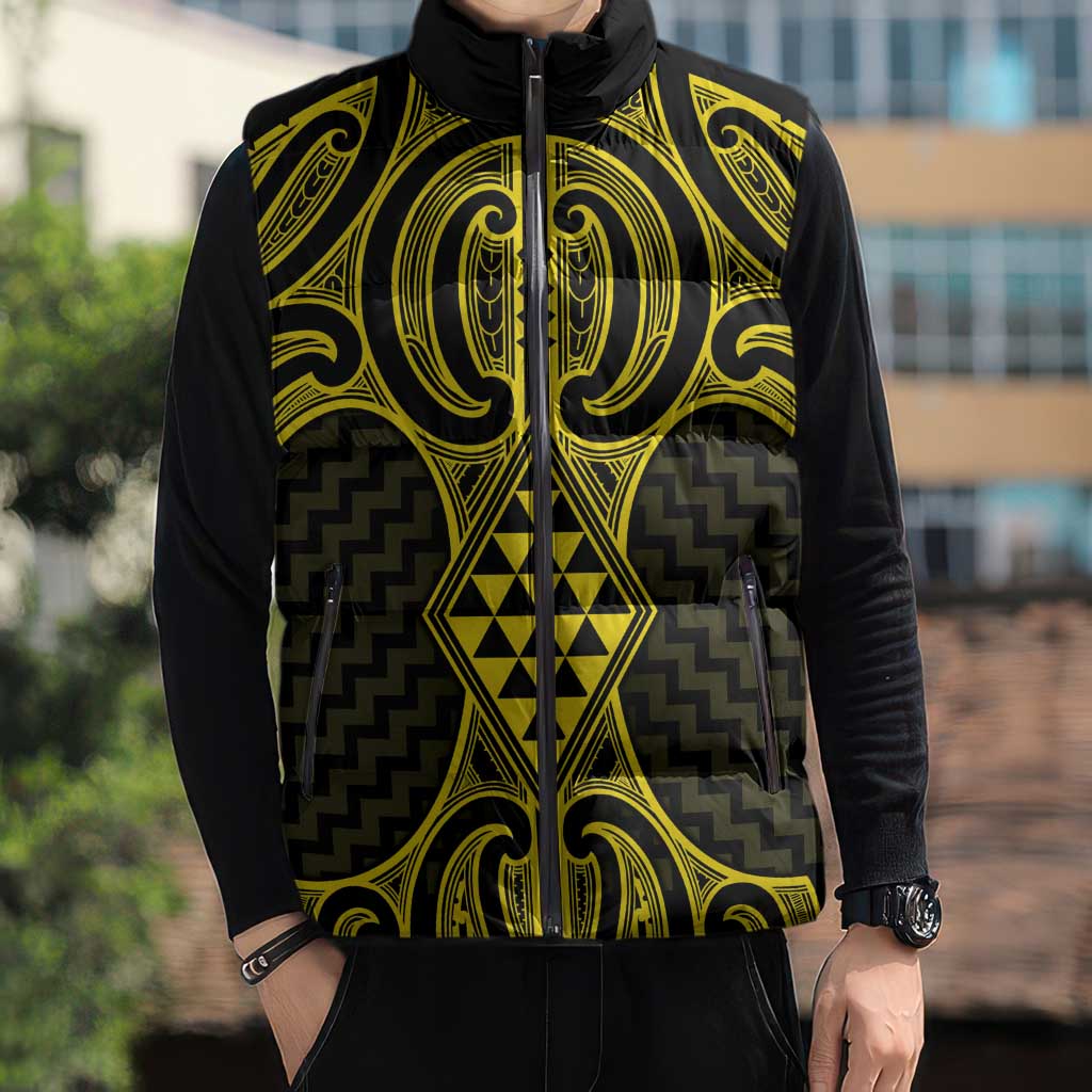 Mahi-dawg Maori Ta Moko Poutama Art Sleeveless Puffer Jacket - Aussie Hoodie