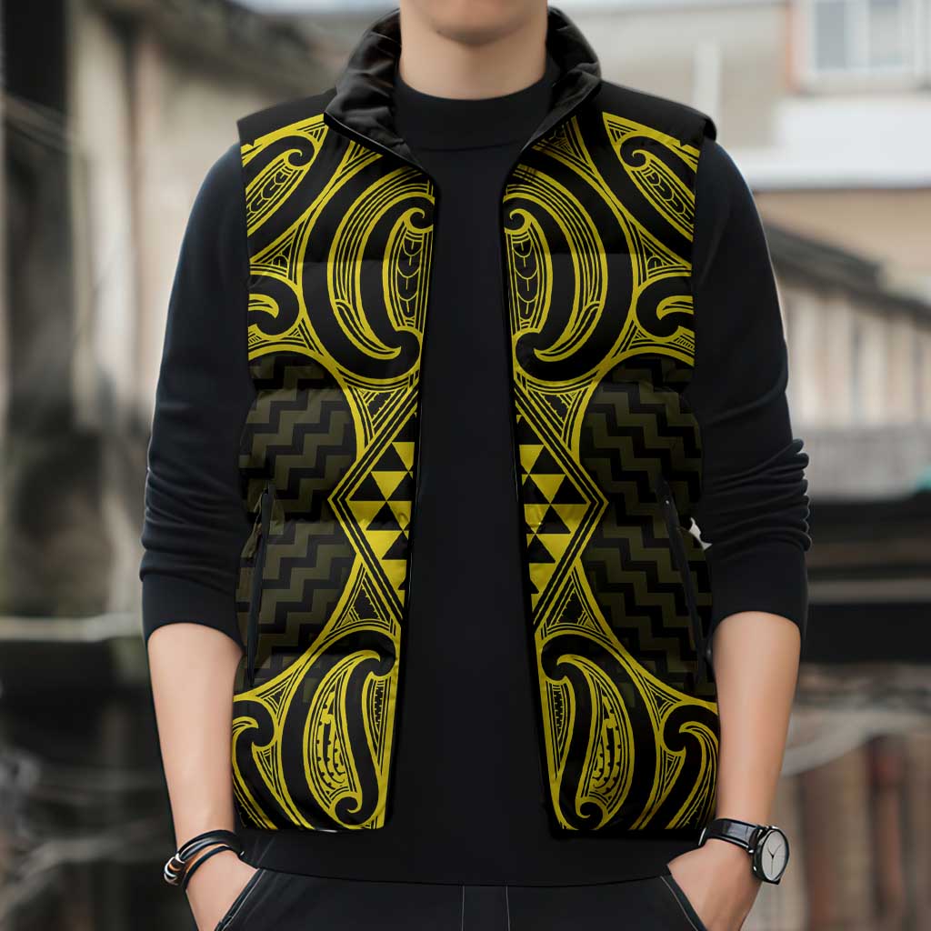 Mahi-dawg Maori Ta Moko Poutama Art Sleeveless Puffer Jacket - Aussie Hoodie