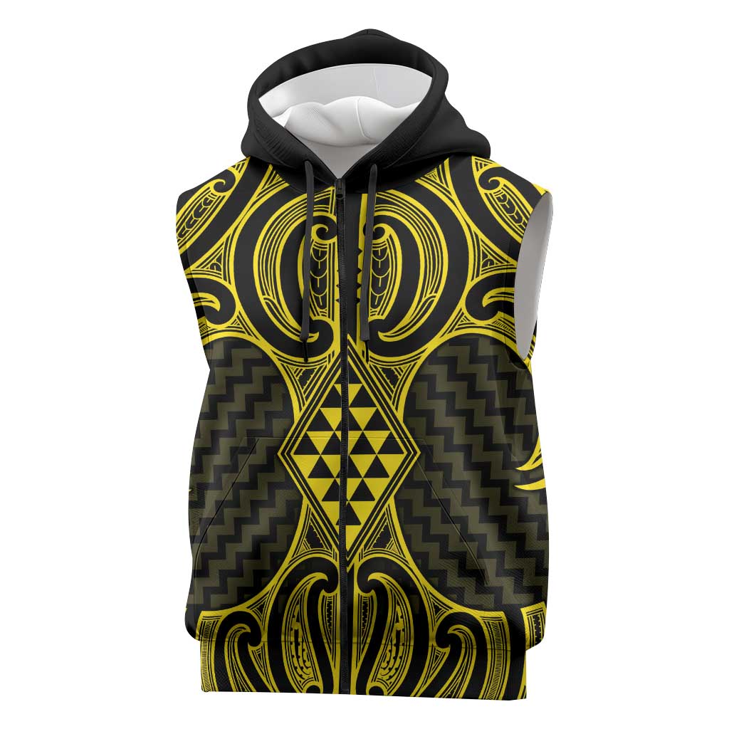 Mahi-dawg Maori Ta Moko Poutama Art Sleeveless Zip Hoodie LT9