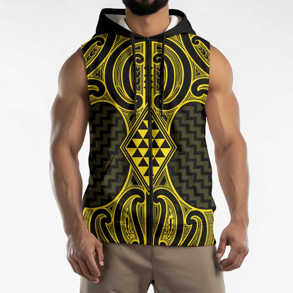 Mahi-dawg Maori Ta Moko Poutama Art Sleeveless Zip Hoodie LT9