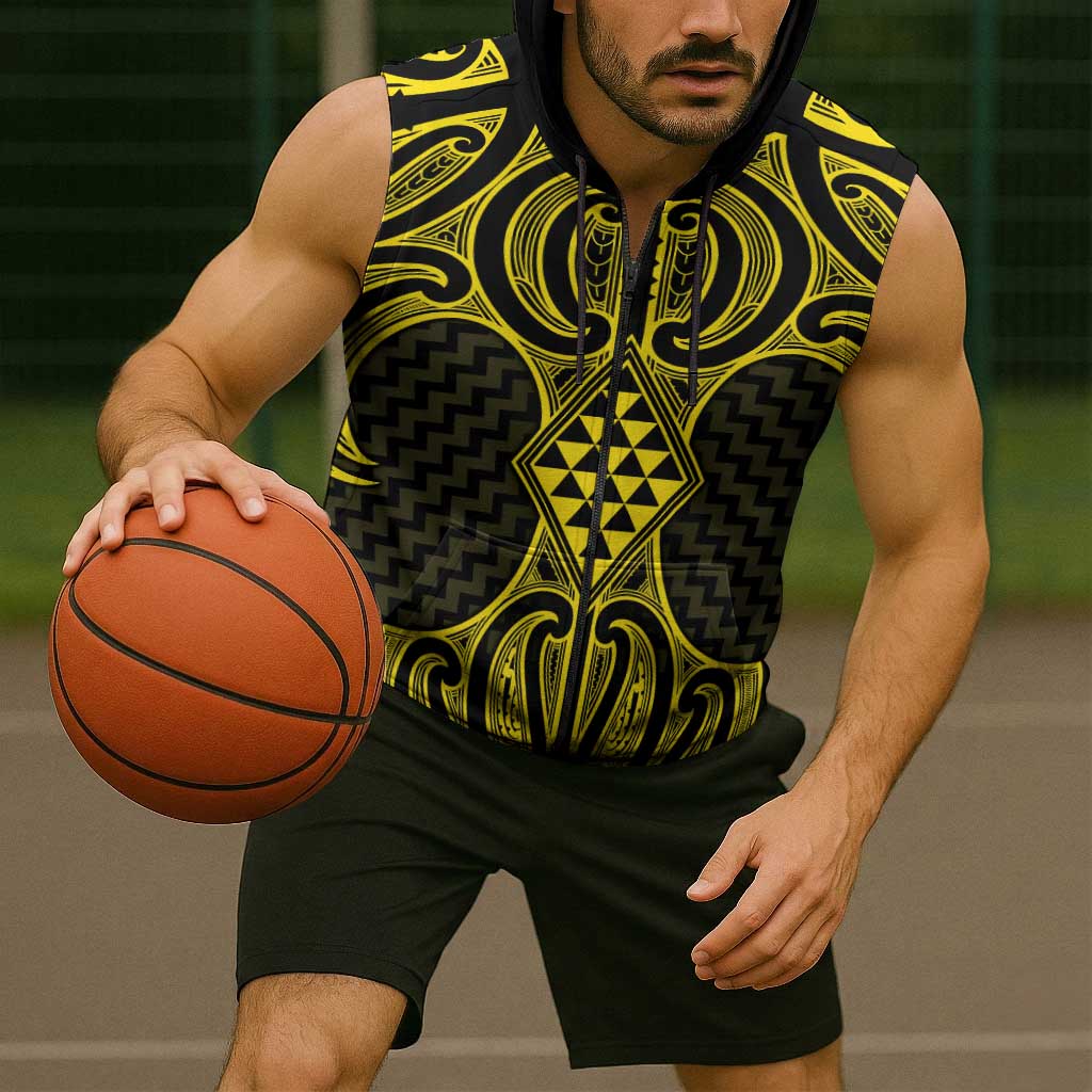 Mahi-dawg Maori Ta Moko Poutama Art Sleeveless Zip Hoodie LT9