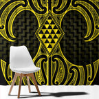 Mahi-dawg Maori Ta Moko Poutama Art Window Curtain