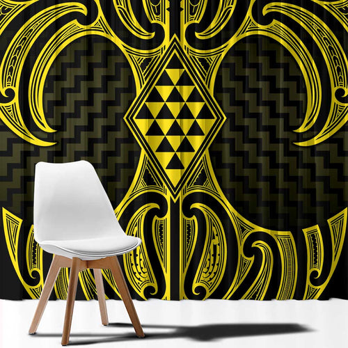 Mahi-dawg Maori Ta Moko Poutama Art Window Curtain