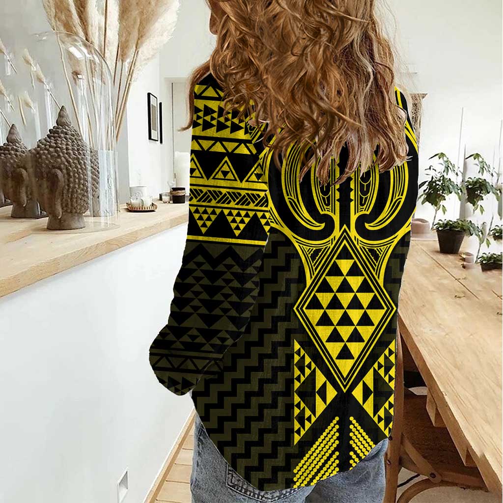Mahi-dawg Maori Ta Moko Poutama Art Women Casual Shirt
