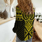 Mahi-dawg Maori Ta Moko Poutama Art Women Casual Shirt