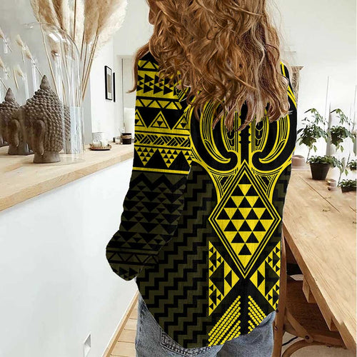 Mahi-dawg Maori Ta Moko Poutama Art Women Casual Shirt