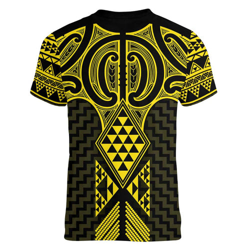Mahi-dawg Maori Ta Moko Poutama Art Women V-Neck T-Shirt
