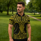 Mahi-dawg Maori Ta Moko Poutama Art Zipper Polo Shirt - Aussie Hoodie