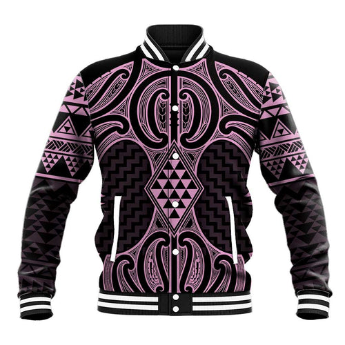 Mawhero Maori Ta Moko Poutama Art Baseball Jacket