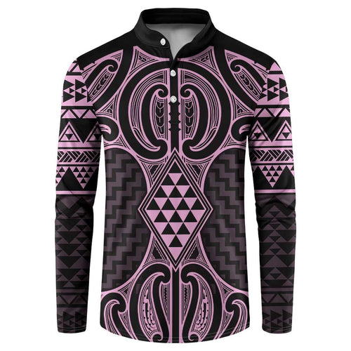 Mawhero Maori Ta Moko Poutama Art Button Sweatshirt