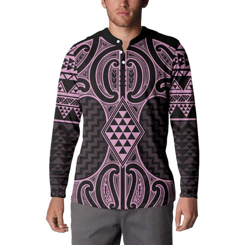 Mawhero Maori Ta Moko Poutama Art Button Sweatshirt