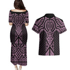 Mawhero Maori Ta Moko Poutama Art Couples Matching Puletasi and Hawaiian Shirt