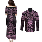 Mawhero Maori Ta Moko Poutama Art Couples Matching Puletasi and Long Sleeve Button Shirt