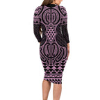 Mawhero Maori Ta Moko Poutama Art Family Matching Long Sleeve Bodycon Dress and Hawaiian Shirt